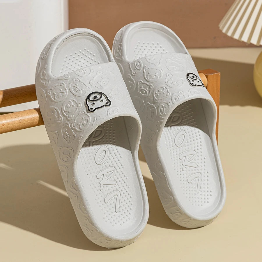 Summer Bear Print Slippers Non-Slip