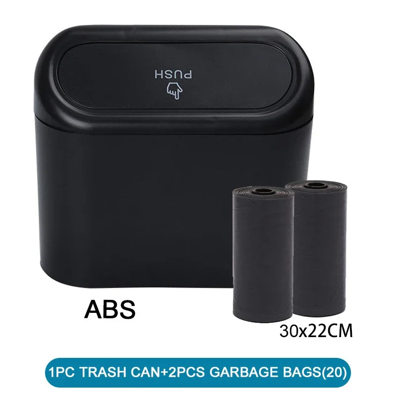 Leak-Proof Car Trash Can with Lid & 60 Garbage Bags – Mini Bin
