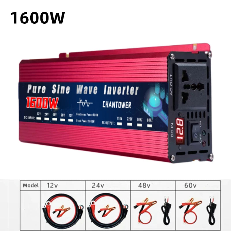 Pure Sine Wave Inverter DC to AC – 12V/24V to 110V/220V 2000–5000W