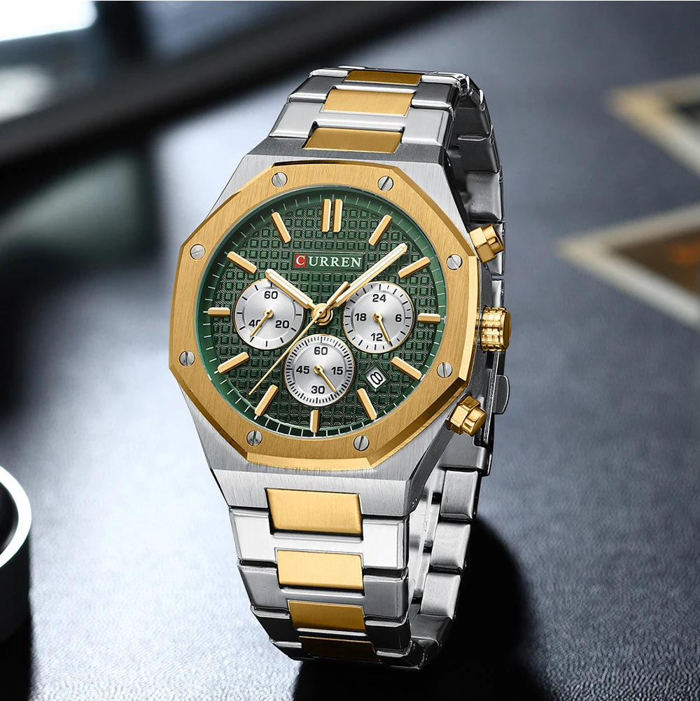 Casual Stainless Steel Quartz Watch – Waterproof Men’s Chronograph