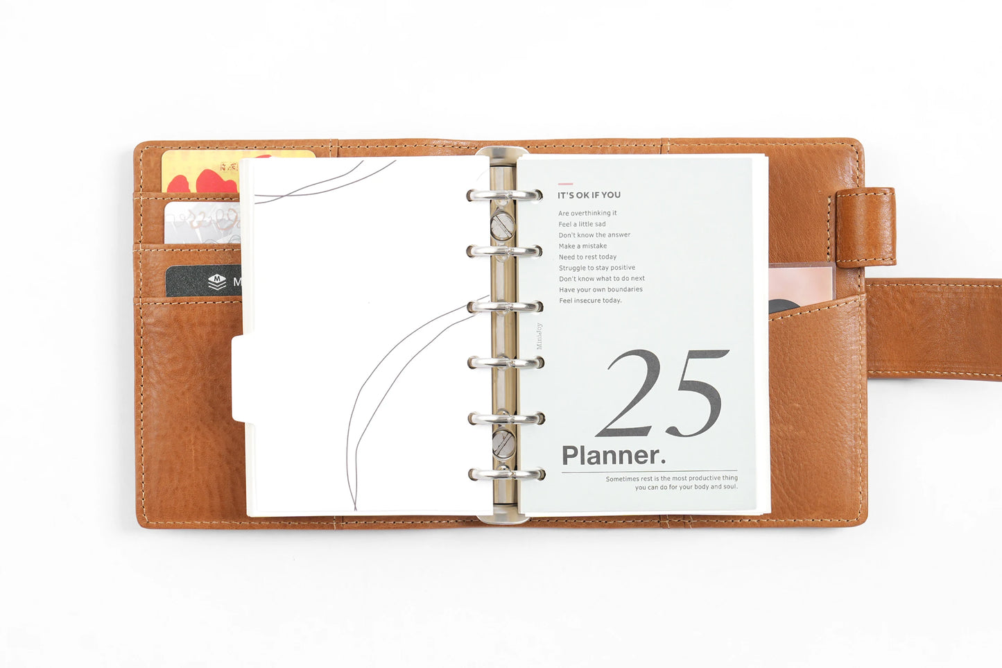Pocket/A7 Ring Planner – 25mm Vegetable Tanned Leather Organizer