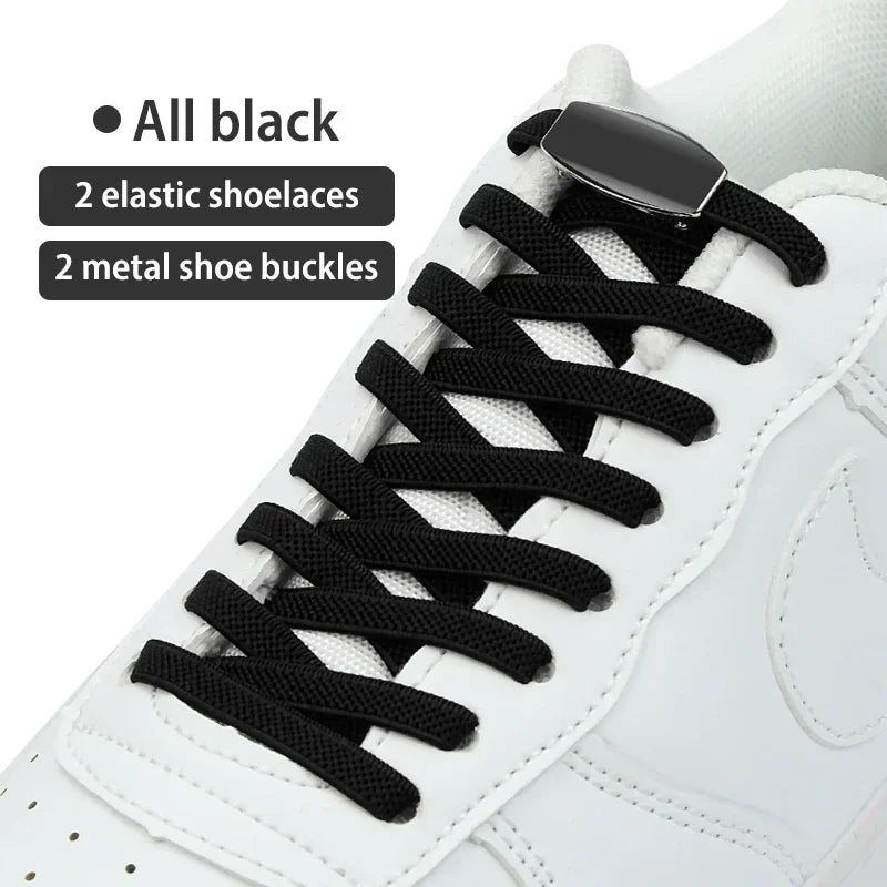 No-Tie Elastic Shoelaces with Metal Lock | Quick Fit for All Shoes