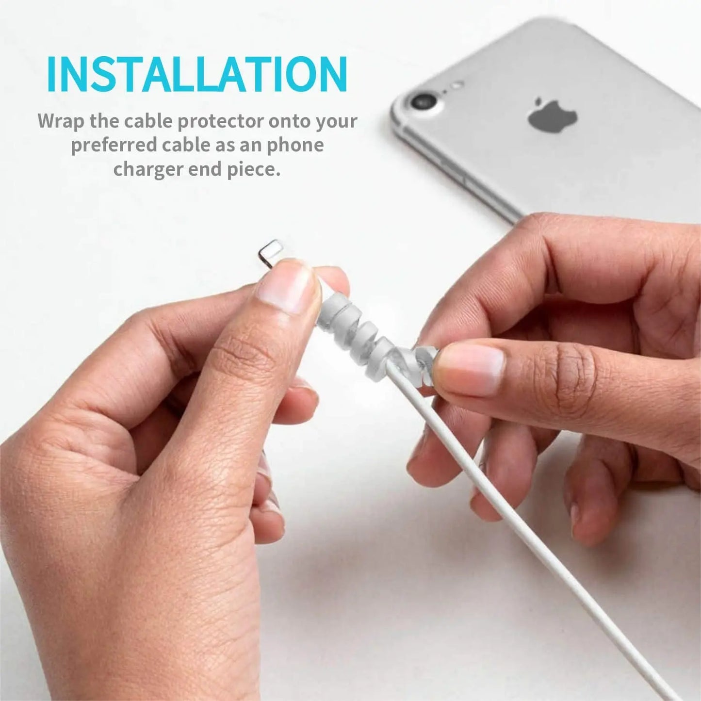 Charging Cable Protector – Cord Organizer, Holder & Winder Clip Set