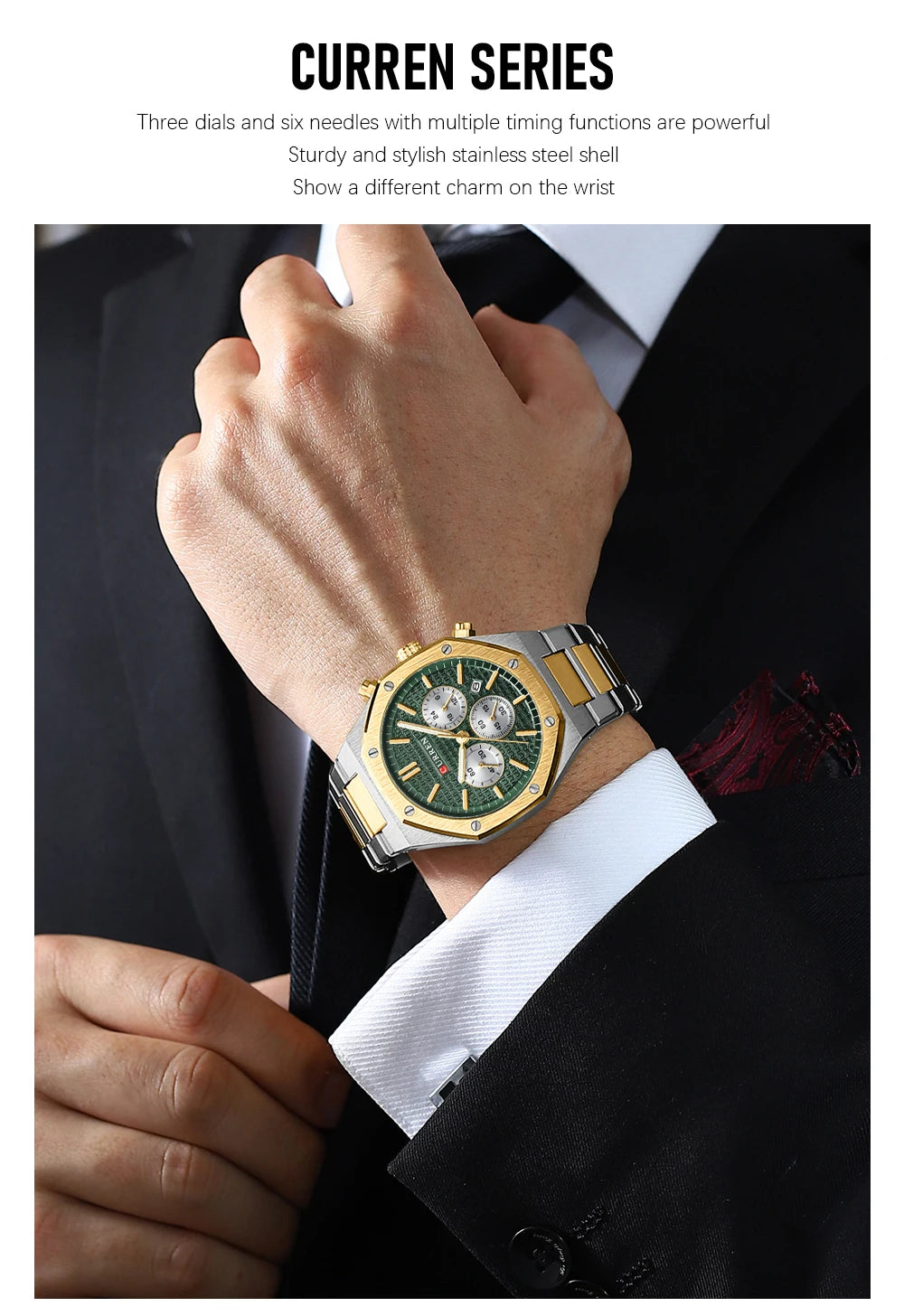 Casual Stainless Steel Quartz Watch – Waterproof Men’s Chronograph