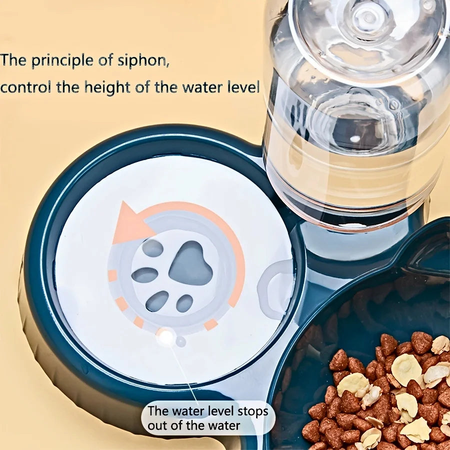 3-in-1 Cat Bowl Set with Tilted Design & Gravity Water Feeder