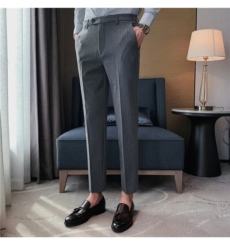 Cartmela Men’s Black Striped Suit Pants