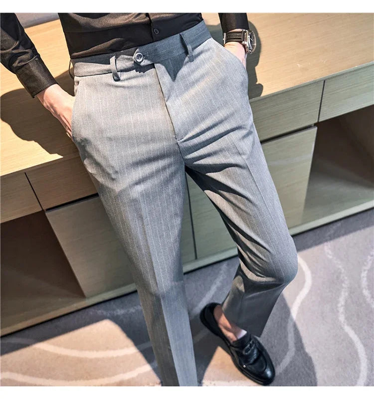 Cartmela Men’s Black Striped Suit Pants