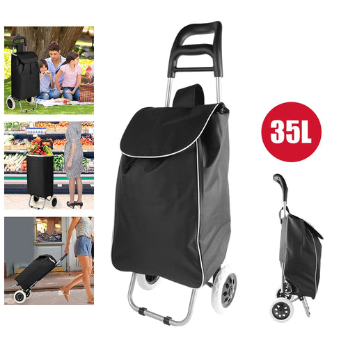 Folding Shopping Cart – Portable Wheeled Trolley with 30kg Load