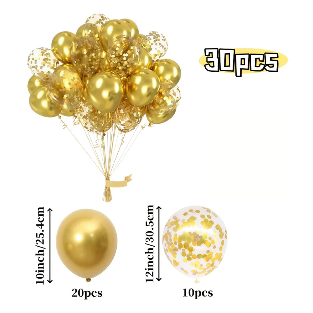 16pcs Black Metallic Sequin Balloons – Party & Event Decor