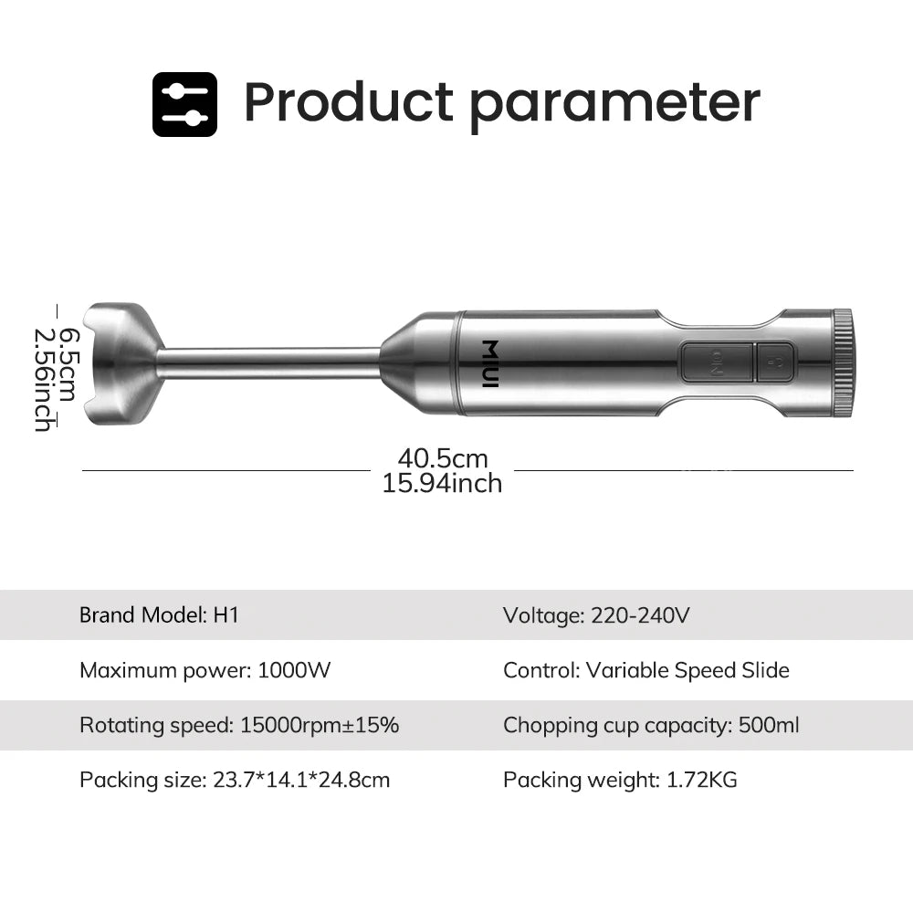 1000W 4-in-1 Hand Immersion Blender with Stainless Steel Stick
