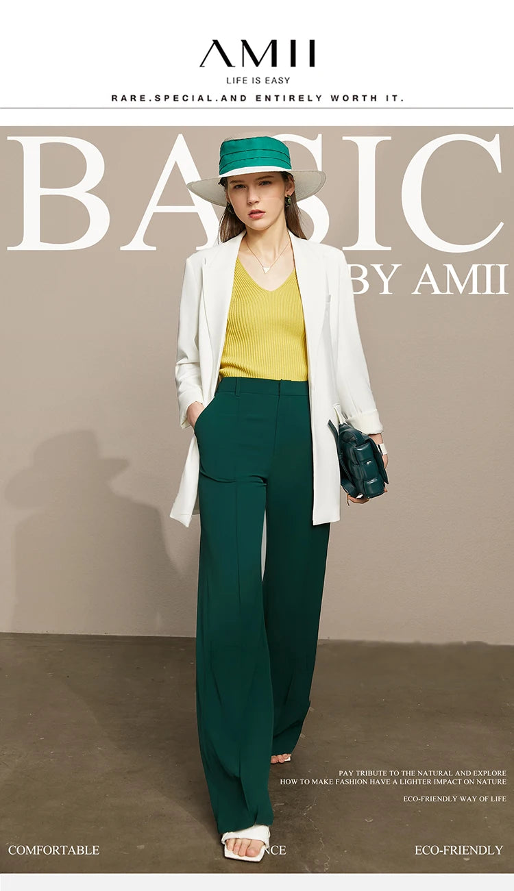 Women’s Wide Leg Chiffon Pants – High Waist Loose Office Trousers