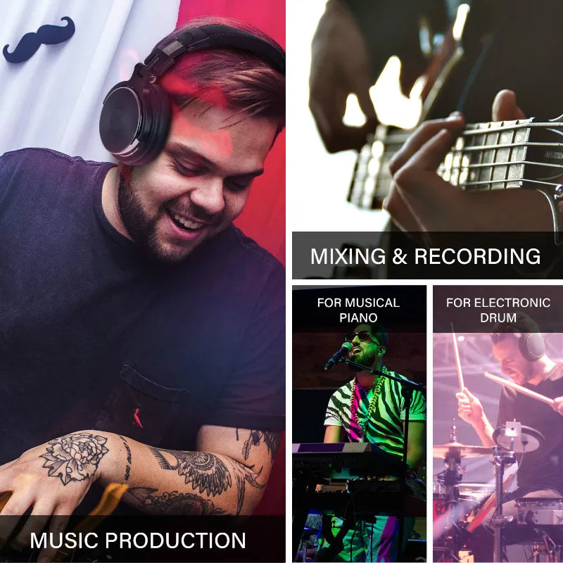 Professional Wired DJ Headphones – Over Ear with Mic & Hi-Res Audio