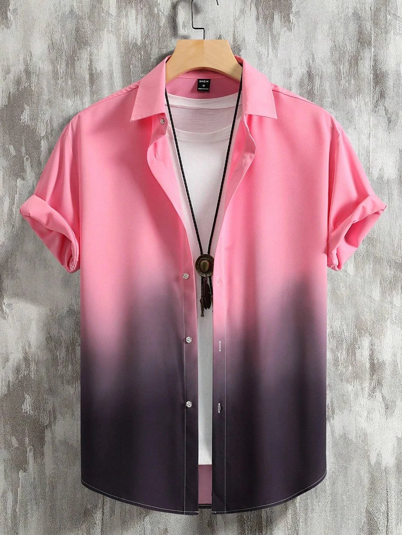 Men’s 3D Graphic Print Shirt – Gradient Short Sleeve Summer Top