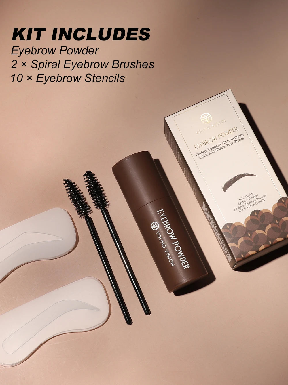 Eyebrow Stamp Stencil Kit – Waterproof Brow Makeup with 10 Stencils