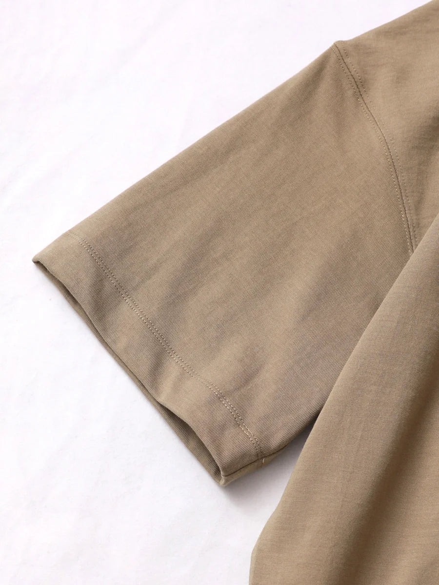 Oversized Heavy Cotton T-Shirt Men Solid Color Drop Shoulder Loose Fit