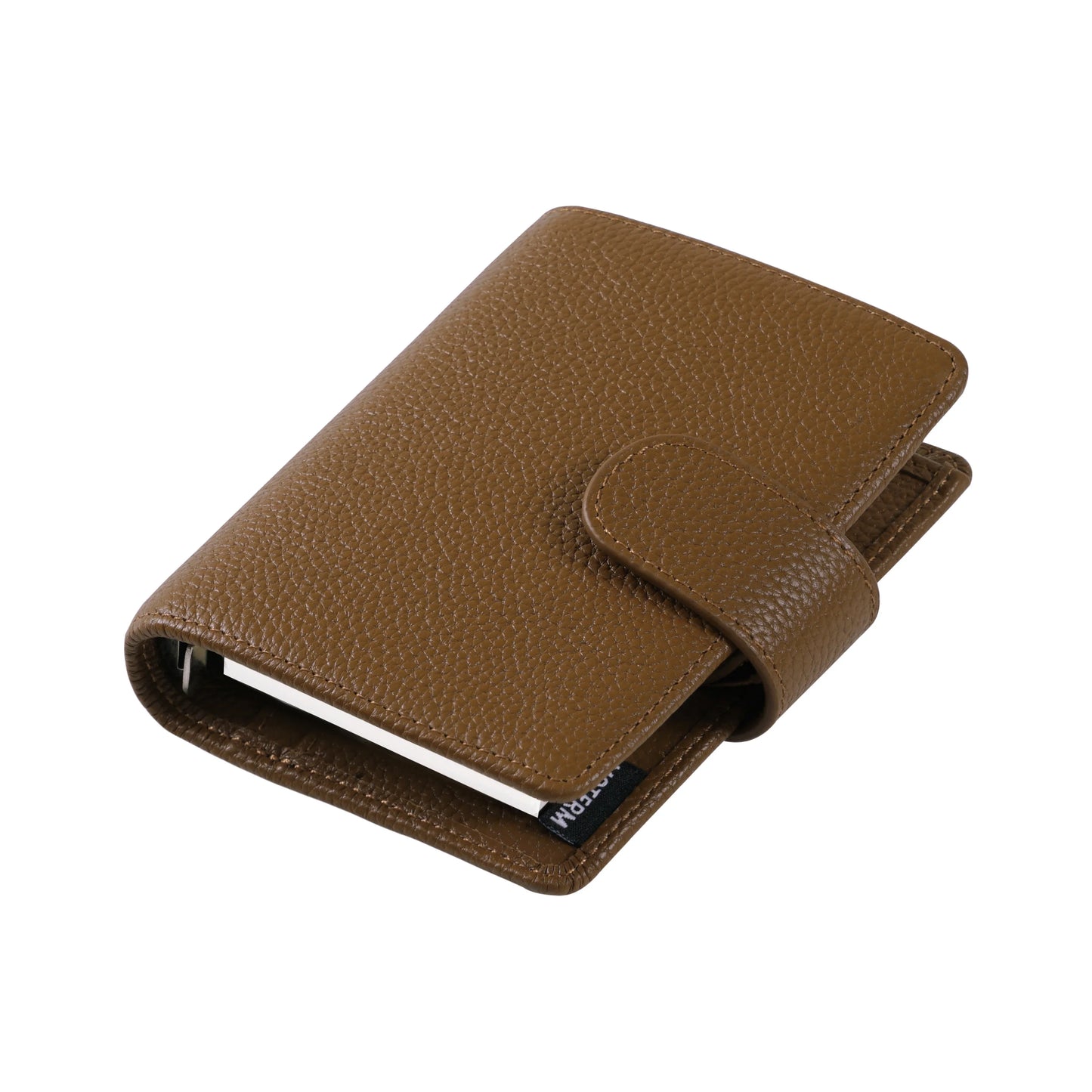 A8 / M5 Mini Rings Planner – Pebbled Grain Cowhide Leather Organizer
