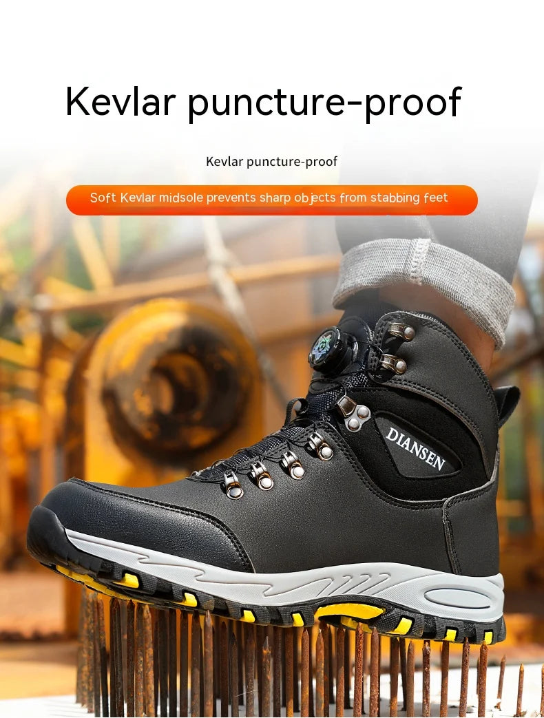 Rotating Button Safety Shoes for Men