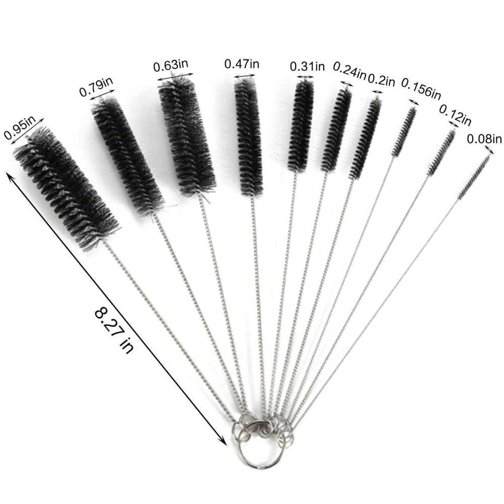 10pcs Kitchen Bottle & Straw Cleaning Brush Set – Nylon Bristles