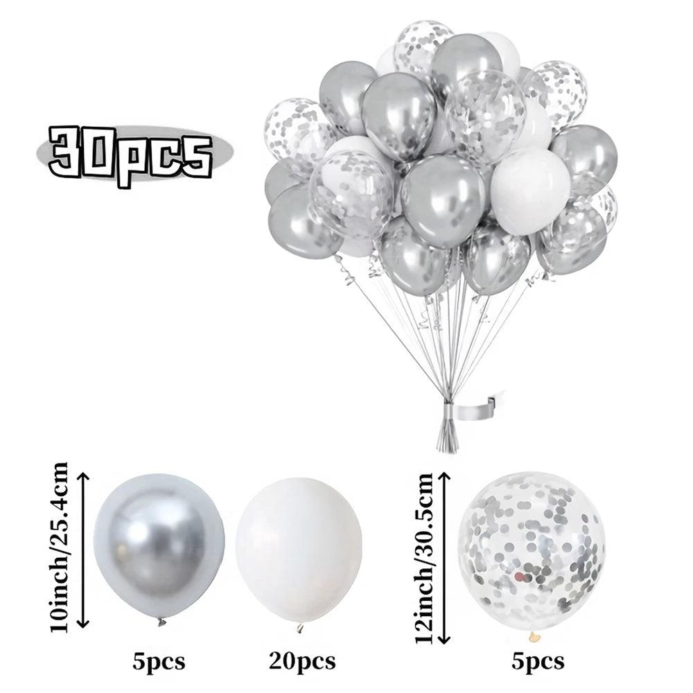 16pcs Black Metallic Sequin Balloons – Party & Event Decor