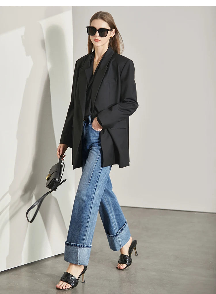 Women’s Vintage Loose Wide Leg Denim Jeans – Casual Spring Pants