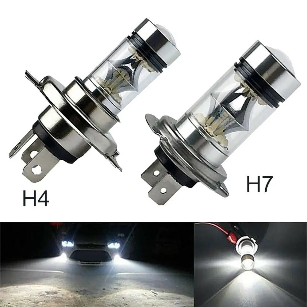 100W H4 H7 LED Headlight Bulbs – 6000K Bright Fog & Driving Lights