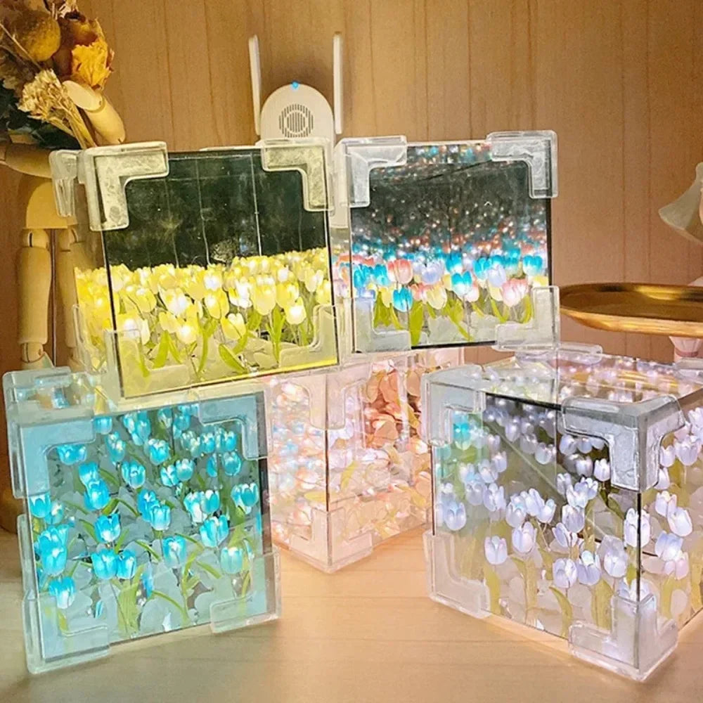 DIY Tulip Flower Night Lamp Kit – 3D Sea Cube Gift for Couples