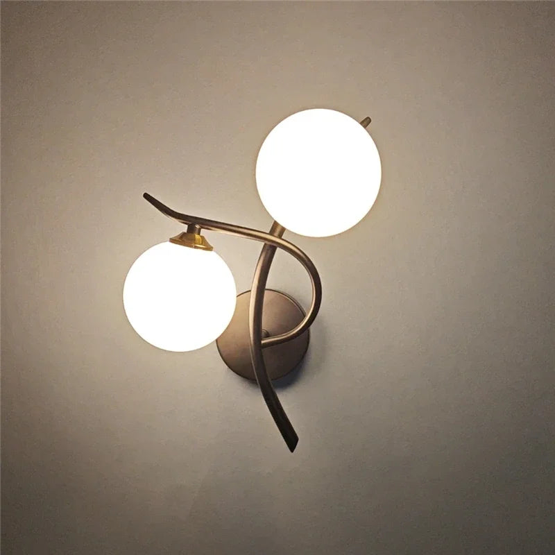 Nordic Modern Glass Ball Wall Lamp – LED Bed & Corridor Light