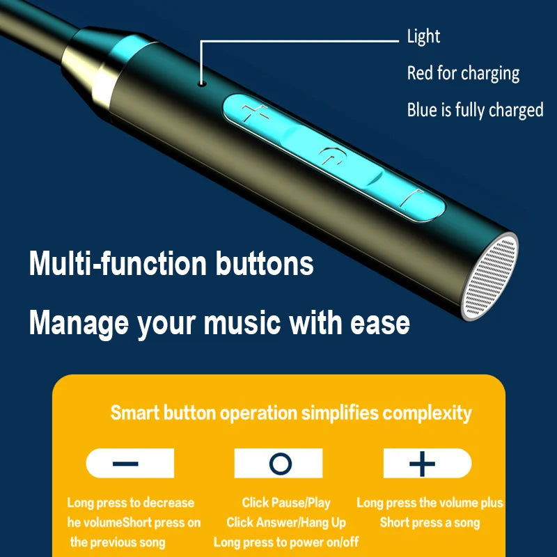 Wireless Bluetooth Neckband Headphones – HiFi 9D Stereo