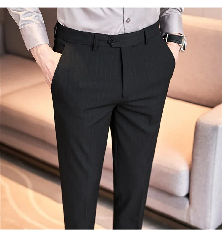 Cartmela Men’s Black Striped Suit Pants