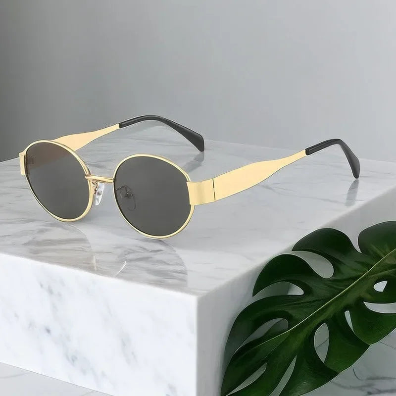 Vintage Oval Metal Sunglasses – Fashion UV Protection Eyewear