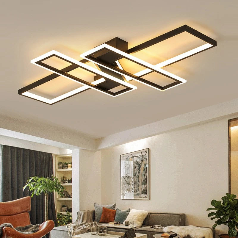 Modern Rectangle LED Ceiling Light – Creative Living Room Fixture