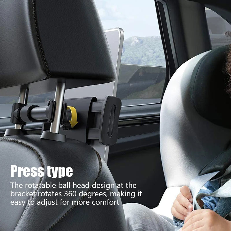 Adjustable Car Headrest Tablet & Phone Holder | 360° Rotation Mount