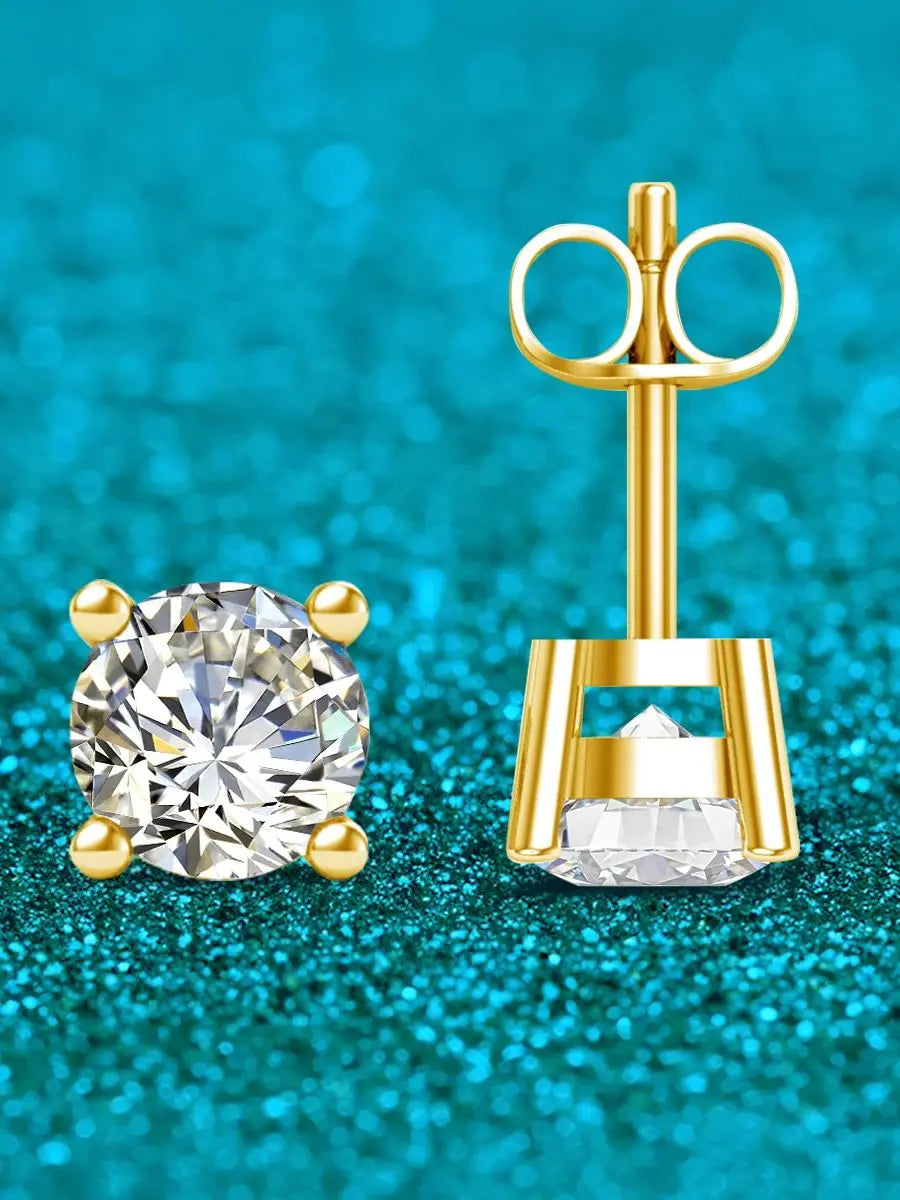18K Real Gold Earrings with Moissanite Diamonds – Luxurious Gift