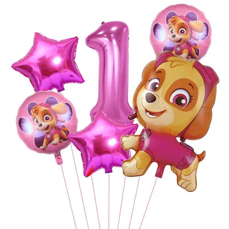 6pcs Paw Patrol Foil Balloons – Kids Birthday Party Decorations