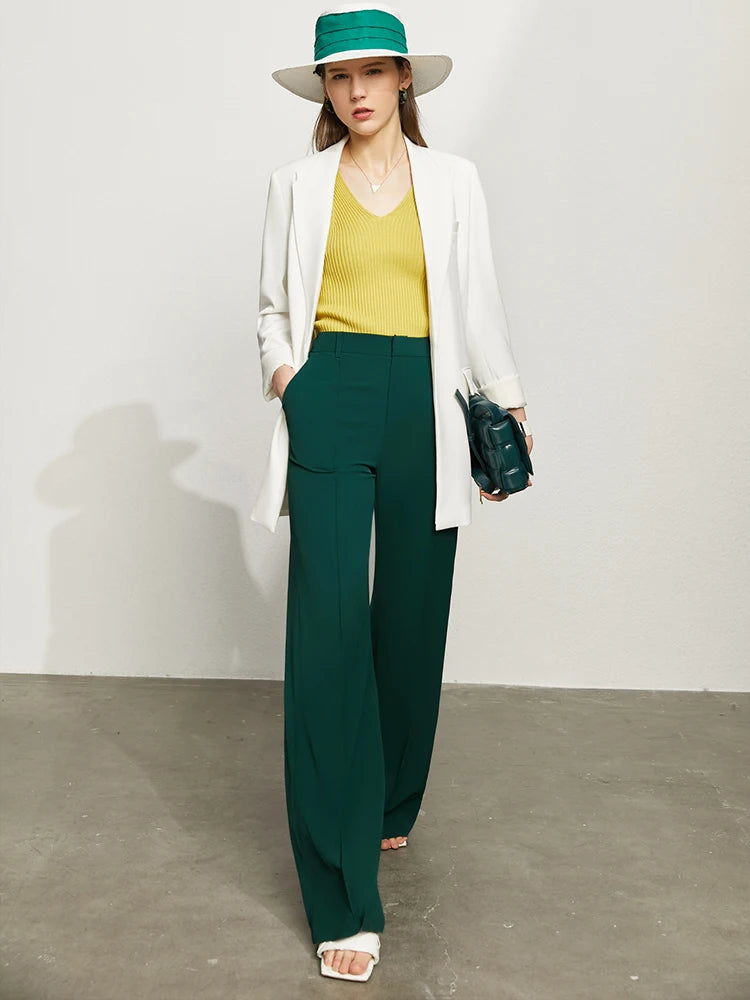 Women’s Wide Leg Chiffon Pants – High Waist Loose Office Trousers