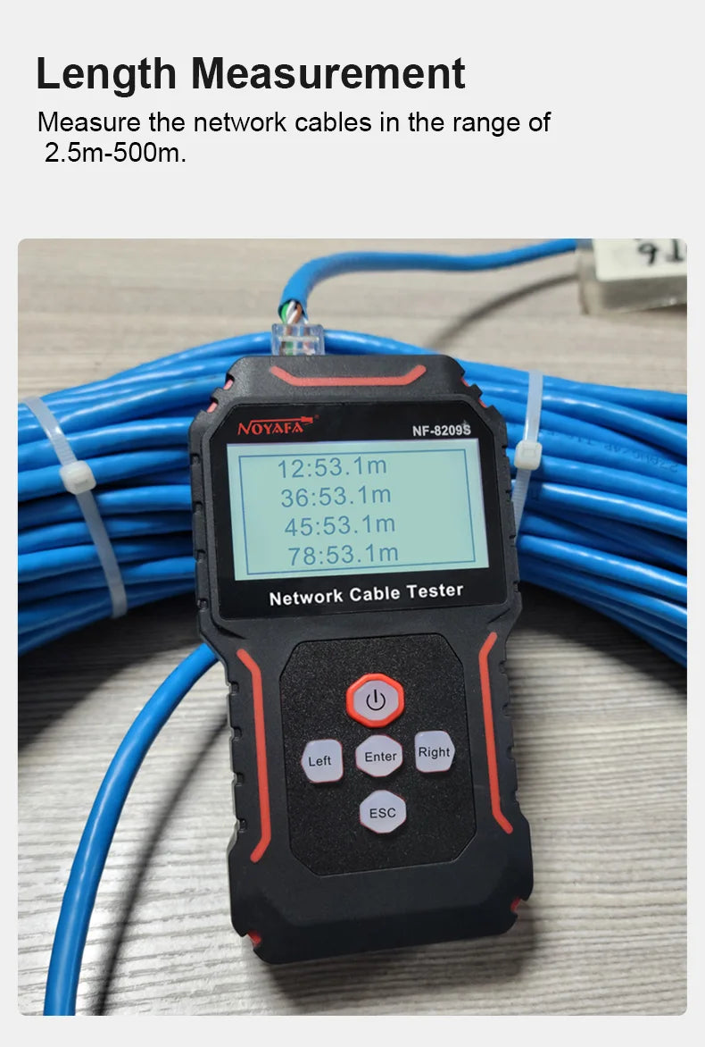Network Cable Tracker & Tester – LCD Display, Wiremap, Length Tool