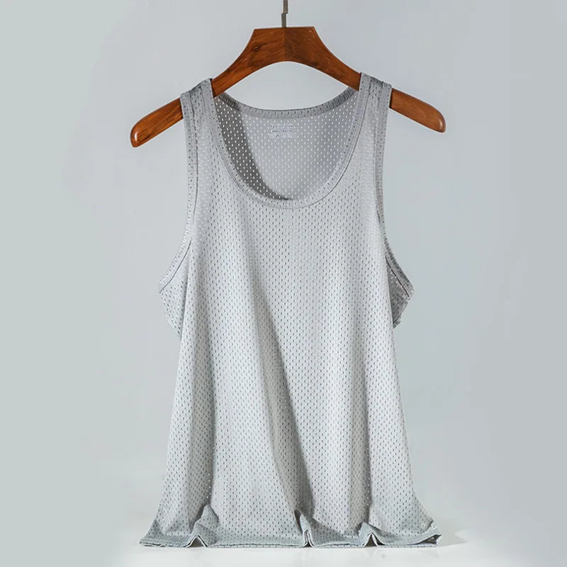 Men’s Ice Silk Mesh Tank Top Bodybuilding Fitness Vest