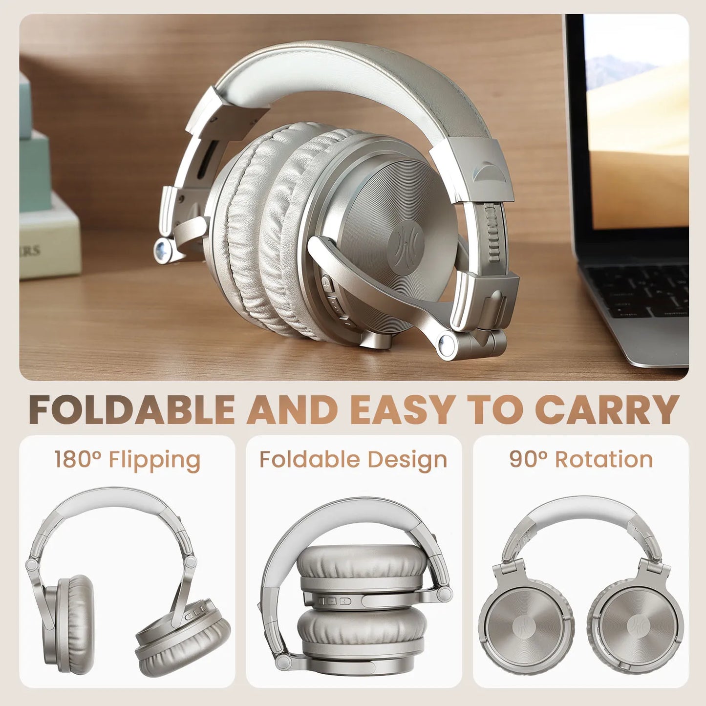 OneOdio Pro C Wireless Headphones – Hi-Res Over-Ear, 110h Playtime