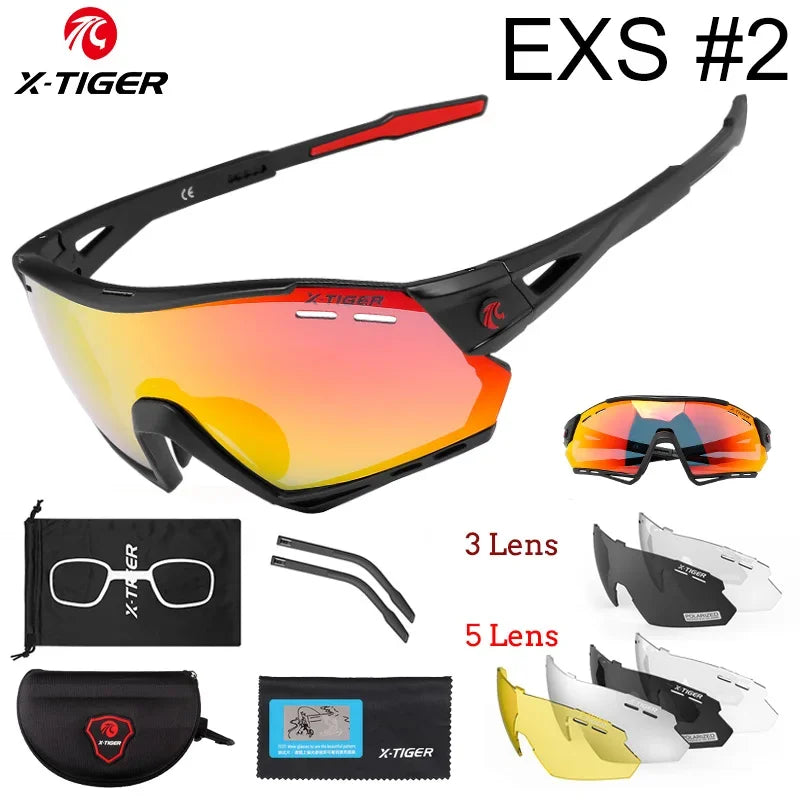 5-Lens Polarized Cycling Glasses – UV Protection Sports Eyewear