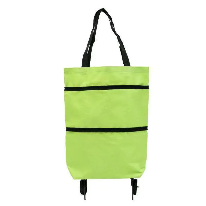 2-in-1 Folding Grocery Cart – Lightweight Trolley with Wheels & Bag