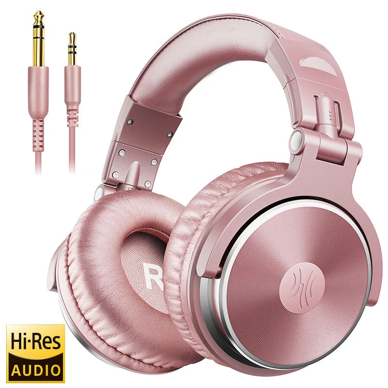 Professional Wired DJ Headphones – Over Ear with Mic & Hi-Res Audio