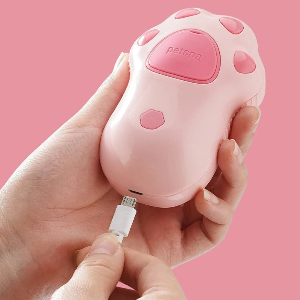 Pet Steam Brush with Massage & Water Spray – Grooming for Cats & Dogs