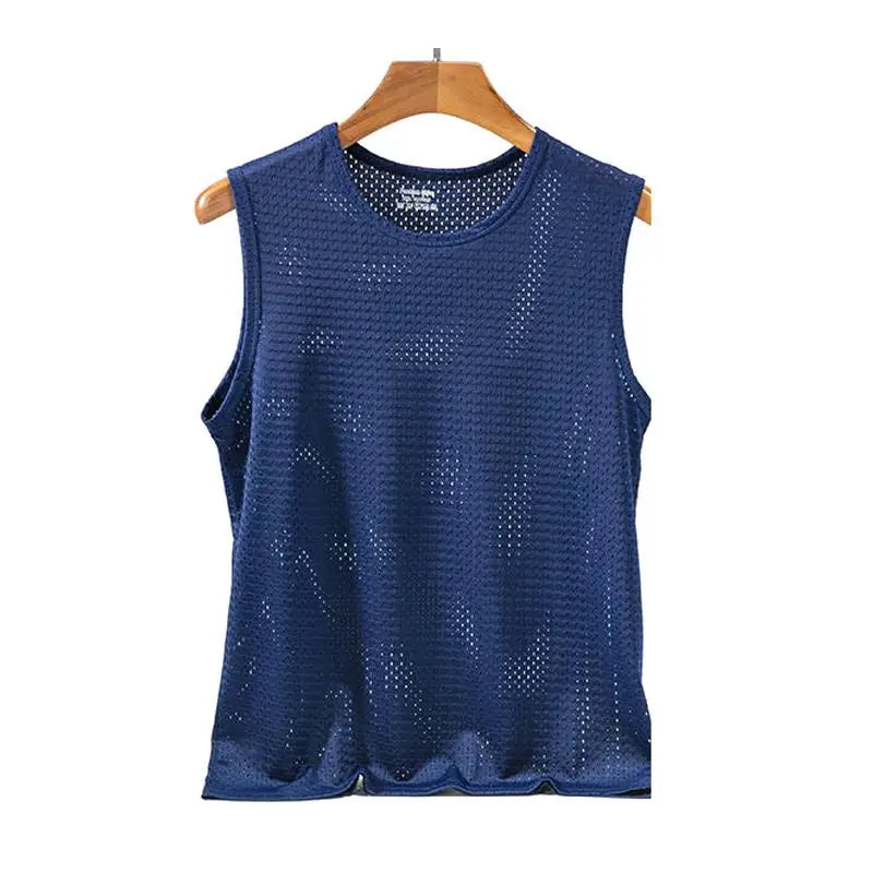 Men’s Ice Silk Mesh Tank Top Bodybuilding Fitness Vest