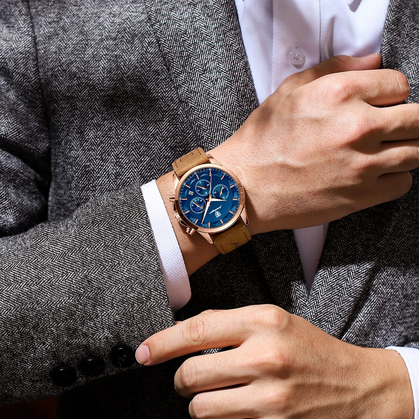 POEDAGAR Men's Luxury Quartz Chronograph Waterproof Watch