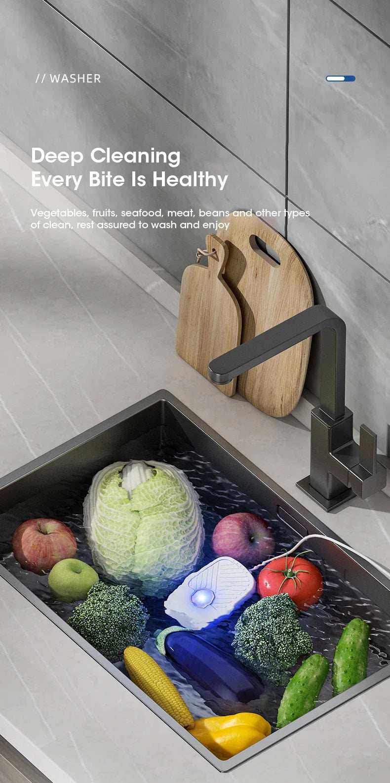 Ultrasonic Vegetable & Fruit Cleaner – Mini High Frequency Kitchen Machine