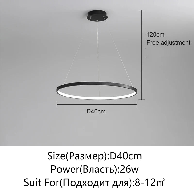 Modern Round LED Pendant Light – Black/White Minimalist Chandelier