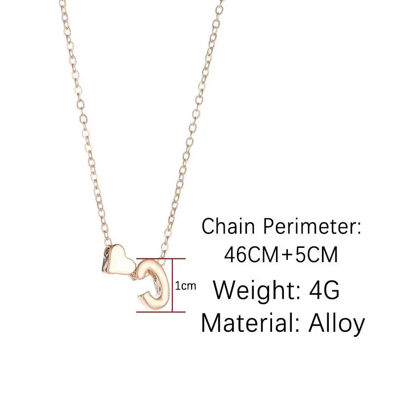 Dainty Initial Necklace with Tiny Heart – Gold & Silver Choker