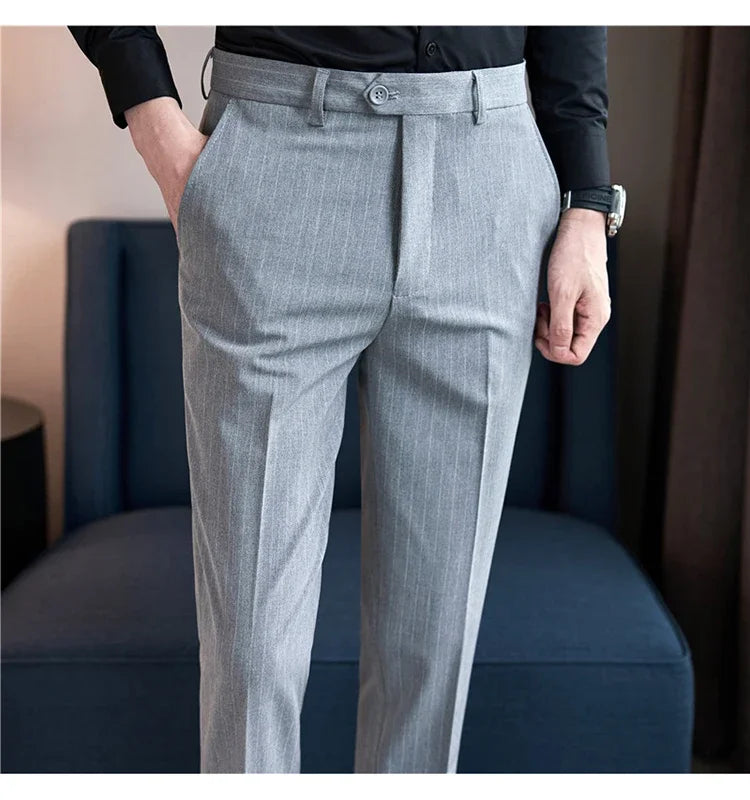 Cartmela Men’s Black Striped Suit Pants