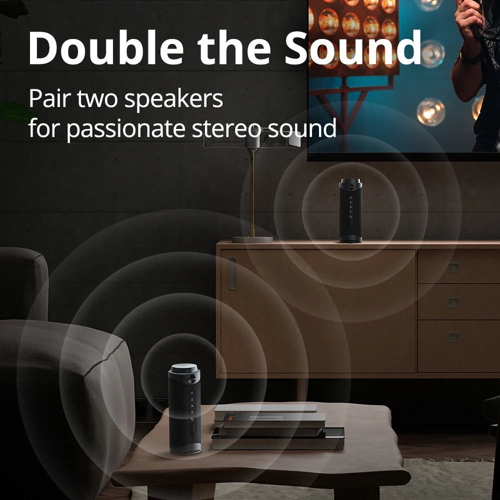 Portable Bluetooth Speaker – 360° Sound, LED Lights, App Control