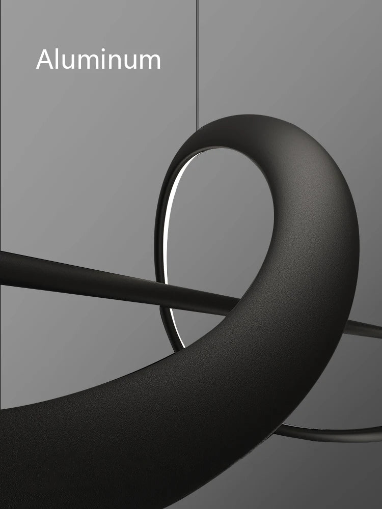 Modern Curved LED Pendant Light – Minimalist Dining Room Fixture